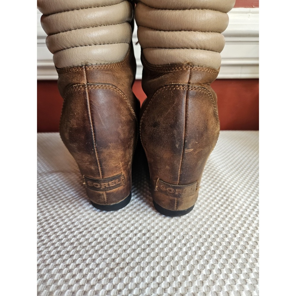 Sorel Conquest Wedge Elk/British Tan Classic Alpine Leather Booties Size 9 - Picture 3 of 7